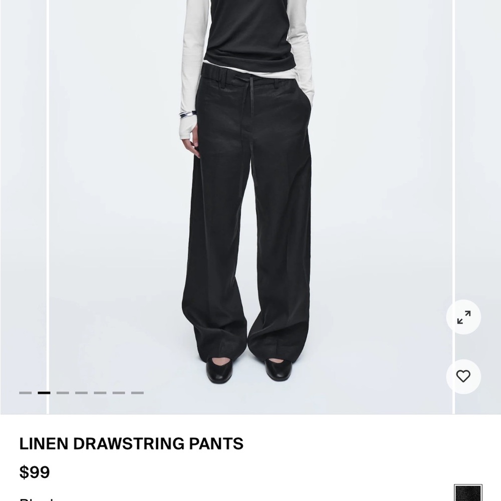 COS Women's Elegant Black linen Pants